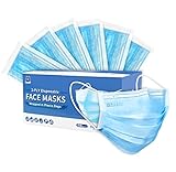 3-PLY BlueEagle Individually Wrapped Disposable Adult Face Masks | Fit for Large Face | with Soft Comfortable Inner Layer | For Men and Women | Blue Color - 50 Pcs (Sky Blue)