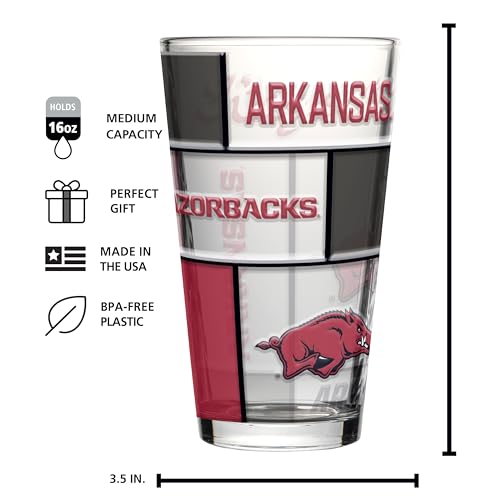 Image of Logo Brands NCAA oz Stained Glass Pint Glass - 3D Embossed Logo & Bold Team Colors - Durable Sports Fan Beer Glass for Home, Bar & Tailgates