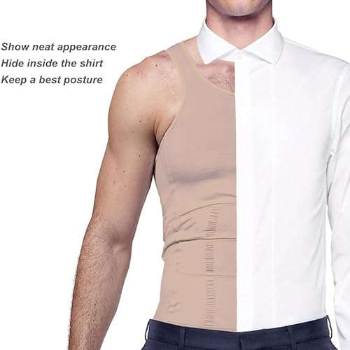 Mens Slimming Tank Top Body Shaper Compression Shirts for Men Slim Undershirts Abs Vest for Workout Abdomen (complexion, Medium)2