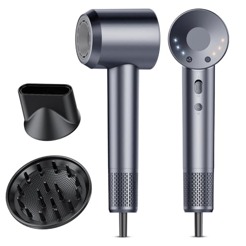 Image of aowoka 160,000 RPM High-Speed Ionic Hair Dryer with Diffuser, Blue Grey