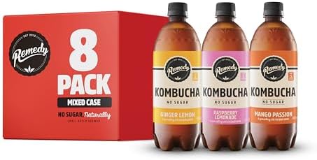 Remedy Sparkling Kombucha Drink Mixed Pack, 6 x 700ml Bottles