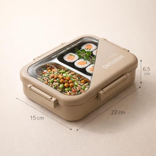 Image of Modern Stainless Steel Tiffin Box with Compartments | Leakproof Lunch Container | BPA-Free Bento Box for Office, School & Picnic Use (Premium Lunch Box)