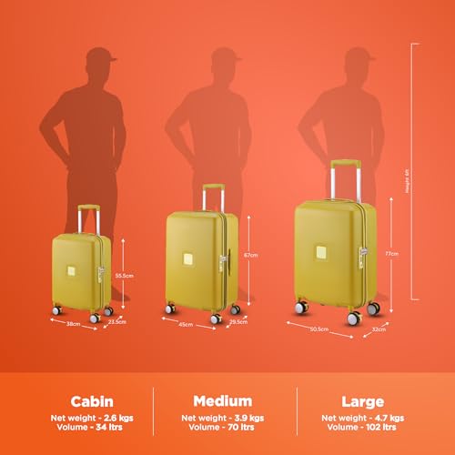Image of American Tourister Purimax 55 CM Cabin Suitcase with TSA Lock & 8 Wheels Hard Polycarbonate /Trolley Bag for Holiday /Travel Bag for Holiday /Travel Bag with Double Spinner Wheels for Unisex- Yellow