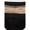 Warners-Womens-Blissful-Benefits-No-Muffin-Top-3-Pack-Hipster-Panties Warner's Women's Blissful Benefits No Muffin 3 Pack Hipster Panties, Black/Toasted Almond/lace dot Print, L