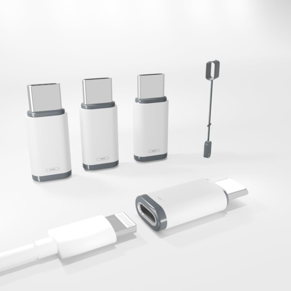 4 Pack Lightning to USB C Adapter for iPhone 15/16/17/17 Pro Max/Plus, Samsung S25, Charging &amp; Data Transfer, Lightning Female to USB C Male Type C Connector, Not for Audio/OTG
