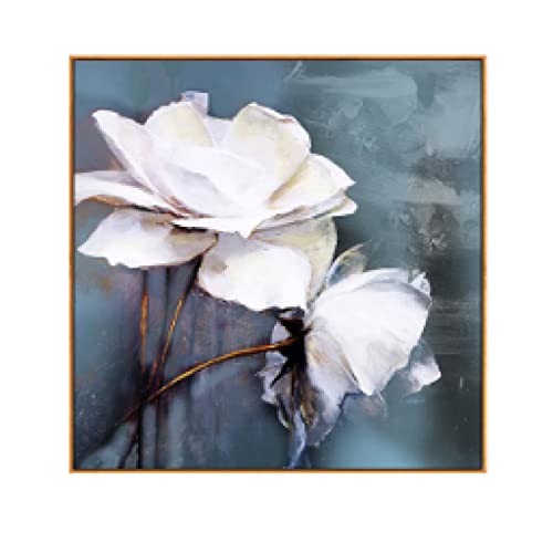 Peinture sur toile bouquet de fleurs 60x60cm pour décoration salon moderne