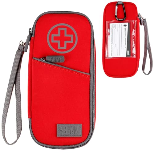 USA Gear Estuche Médico: Estuche De Transporte Epipen, Bolsa De Medicina Aislada Compatible con Epipen's, Auvi-q, Jeringas De Insulina, Inhalador, Paquete Pequeño De Hielo Y Más Medicamentos (Rojo)