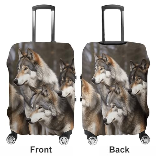 Different Colored Wolves Luggage Cover, Washable Elastic Suitcase Cover Protector Fit 18-32 Inch Luggage3