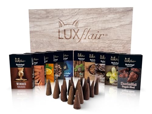 LUXflair Räucherkegel Set Winter – 10 Packungen mit je 20 Stück,...