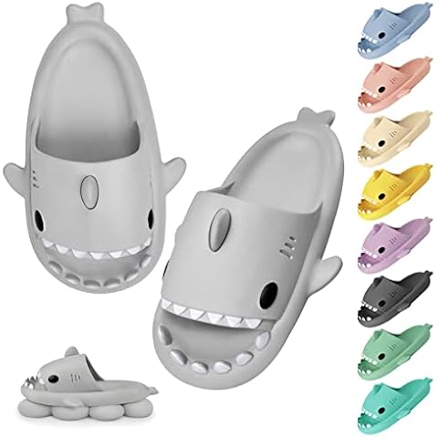 Vertvie Unisex Hai Hausschuhe Damen Badeschuhe Herren Shark Slippers rutschfest Cloud Slides Open Toe Strand Soft Badelatschen Shark Badeschlappen Niedliche Cartoon-Sandalen Sommer Cover
