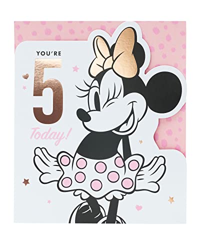 UK Greetings Carte d'anniversaire 5 ans Disney pour fille – Carte d'anniversaire Minnie Mouse pour fille – Carte de 5e anniversaire Minnie Mouse pour...
