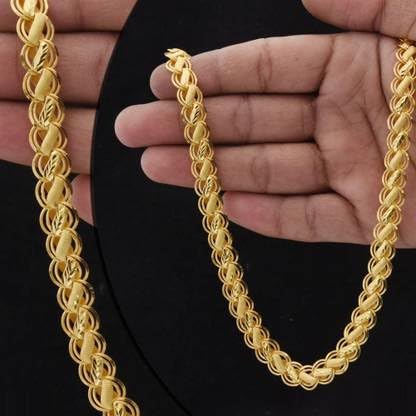 One gram Stylish Golden Neck woman and men Chain “24” Inches Gold-plated Chain_D487-picture-24