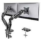 HUANUO Dual Monitor Stand - Full Adjustable Monitor Desk Mount Swivel Vesa Bracket with C Clamp, Grommet Mounting Base for 13 to 32 Inch Computer Screens - Each Arm Holds 4.4 to 19.8lbs