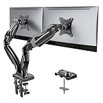 HUANUO Dual Monitor Stand - Full Adjustable Monitor Desk Mount Swivel Vesa Bracket with C Clamp, Grommet Mounting Base for 13 to 32 Inch Computer Screens - Each Arm Holds 4.4 to 19.8lbs