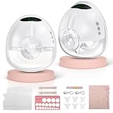 Baemee Breast Pump Hands Free, Wearable Breast Pumps with 4 Modes 9 Levels, Strong Suction, Portable and Wireless, BPA Free, Electric Breastfeeding Pump - 2Pcs, White