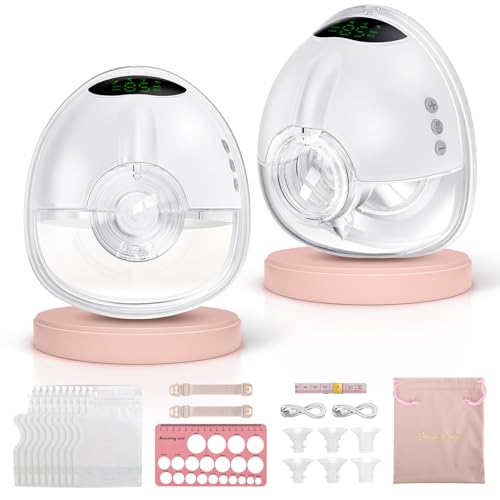 Baemee Breast Pump Hands Free, Wearable Breast Pumps with 4 Modes 9 Levels, Strong Suction, Portable and Wireless, BPA Free, Electric Breastfeeding Pump - 2Pcs, White