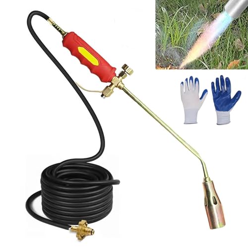 Antorcha de método de protección, kit de quemador de malezas de propano de brazo largo, kit de soplete de soplete de gas propano butano, kit de soplete multifuncional para control de malezas de patio