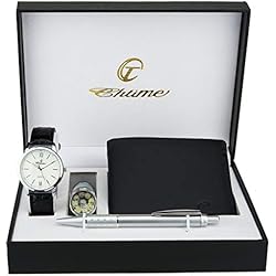 Caja de Regalo Reloj Hombre Blanco - Lámpara LED - Cuchillo suizo - Billetera - Bolígrafo