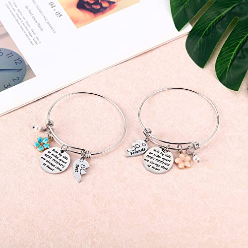 Friendship Bracelet Set Of 2 For Best Friends, Best Friend Jewelry For 2 Teen Girls Bestie, Long Distance Bff Matching Heart Bangle For Valentines Day Birthday Christmas #TOP2