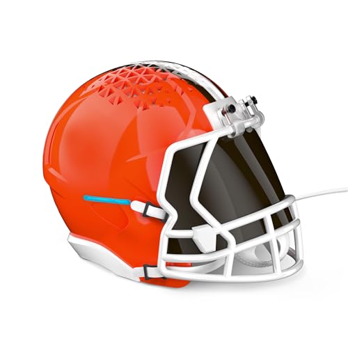 Image of NFL Echo Dot Bundle: Includes Echo Dot | Charcoal and Limited-Edition NFL Helmet Stand | Cleveland Browns. Available in All 32 NFL Team Designs. While supplies last.
