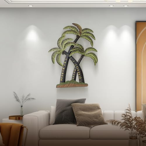 Aixinhai Palm Tree Metal Wall Sculpture Tropical Beach Decor Metal Wall Art for Indoor or Outdoor Beach Outdoor Wall Ornament Tropical Metal Tree Sculptures Contemporary Coastal Wall Pieces - Image 4