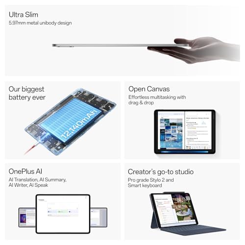 Image of OnePlus Pad 3 World's Fastest Snapdragon 8 Elite Processor, 13.2 inch 3.4k Screen, 144Hz Adaptive Refresh Rate, 8 Speakers, AI, 12140 mAh Battery, 16 GB RAM + 512 GB ROM WiFi, Storm Blue