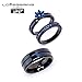 LOVERSRING Couple Ring Bridal Set His Hers Women Black Gold Filled Blue Agate Men Stainless Steel Wedding Ring Band