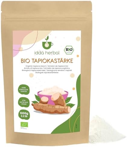 IDDA Herbal Organic Tapioca Flour 1 kg, Ground Organic Tapioca Starch, Gluten Free Flour