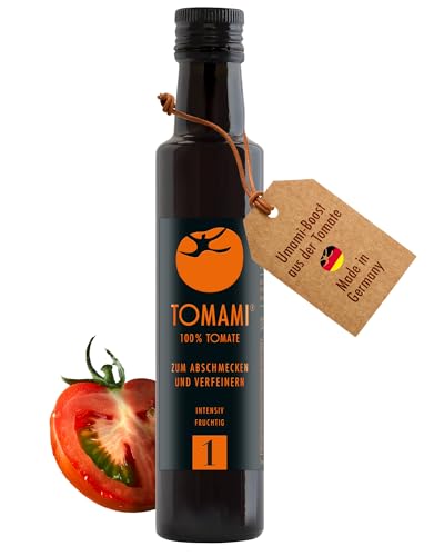 Tomami No.1 Umami Würzsauce 240ml - 100% Tomate - Vegan, Glutenfrei, Laktosefrei, Sojafrei - Intensiv-fruchtiger Geschmack - Für Fleisch, Fisch & Gemüse