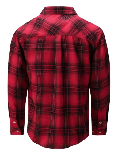 Drazivon Men's Button Down Long Sleeve Cotton Flannel Shirts Plaid Red L - image 3