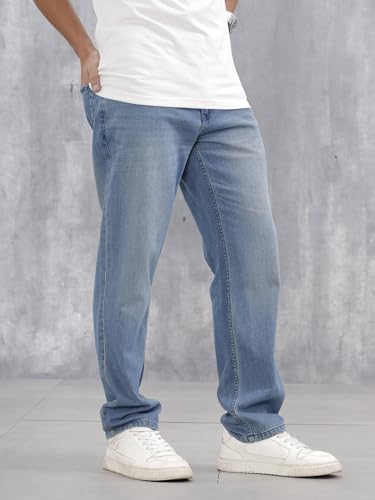 Image of WROGN Men's 100% Cotton Jeans | Solid | Anti Fit