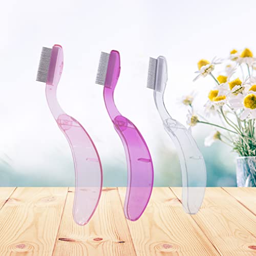 Kallory 2Pcs Folding Eyebrow Comb Stainless Steel Teeth Eyebrow Comb Mascara Eyelash Separator Lash And Brow Makeup Brush With Plastic Handle For Beauty Tool Random Color #TOP3