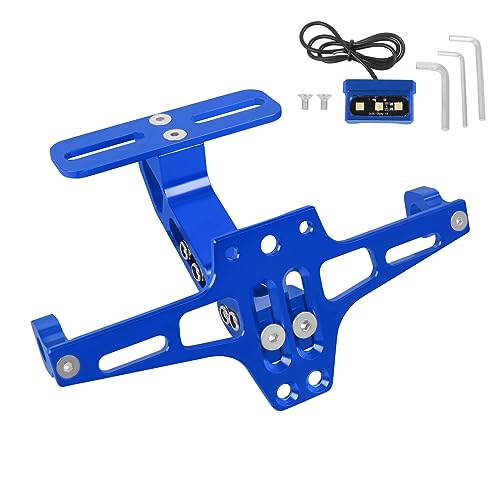 Hunter-Bike Tail Tidy Fender Eliminator Adjustable Extendable License Plate Holder with LED Plate Light for Yamaha Kawasaki Honda Ducati Suzuki(Blue)