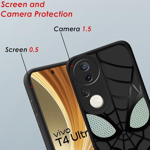 Image of Stylish Spider Back Case Cover Compatible for Vivo T4 Ultra 5G | Spidey Face Mask Case | Soft Silicone | Camera & Full Body Protection | Shock Proof | (Black)