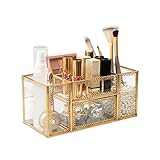 Kosmetikorganizer,Make-up-Pinselhalter,Make-Up Organizer, Lippenstift Organizer , Schmink-Aufbewahrung f. Nagellack, für Dresser Schlafzimmer Badezimmer (Kupferrahmen-Muster)