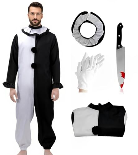 Pigmiss Adult Art The Clown Costume Scary Horror Suit Killer Halloween Cosplay Outfits Jumpsuit