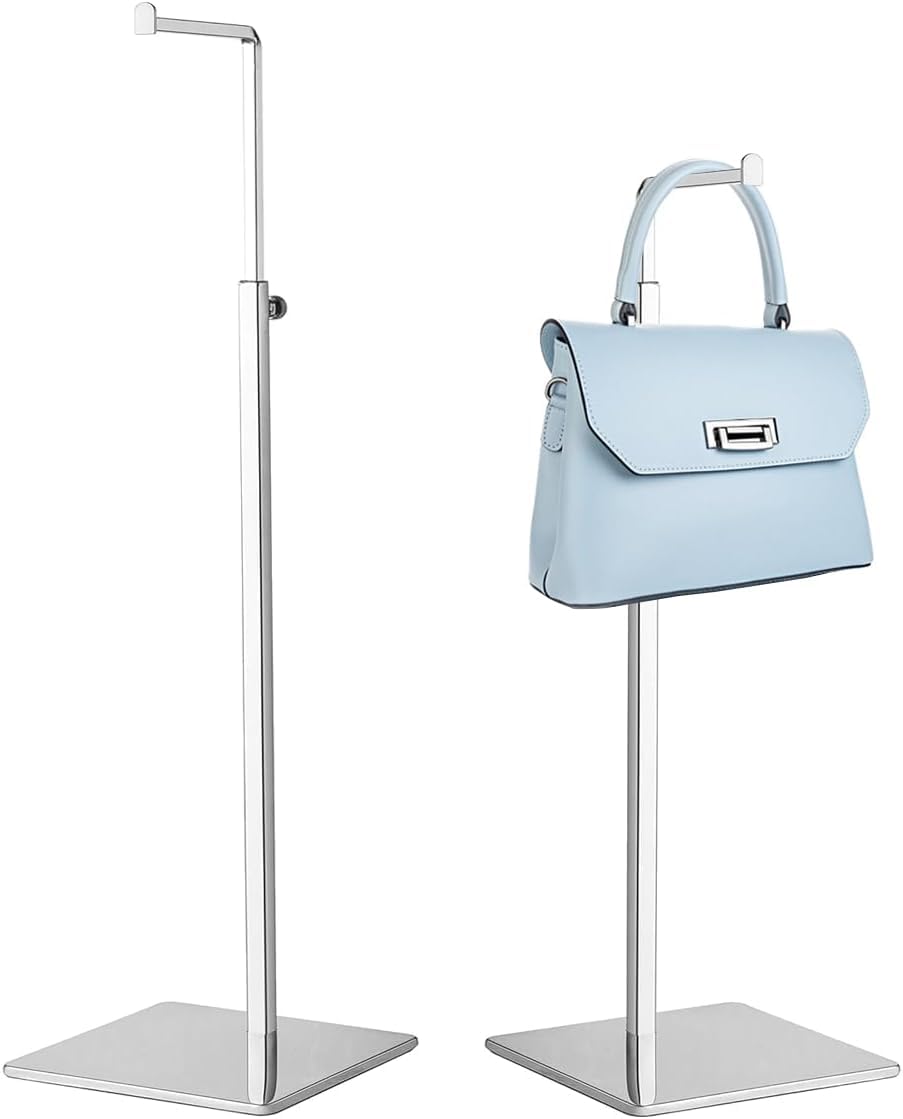 2 Pezzi Portaborsa Regolabile in Metallo, Espositore Borse, Portaborse in Acciaio Inox, Un Espositore Multifunzionale per Riporre Cappelli, Gioielli E Accessori (argento)