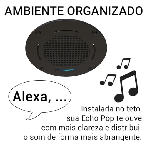 Suporte Redondo de Embutir para Alexa Echo Pop, Antifurto Gradeado e Aparafusado, Ideal para Ambient
