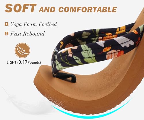 Image of KuaiLu Womens Arch Support Flip Flops Ladies Comfort Lightweight Soft Yoga Mat Cushion Walking Thong Sandals