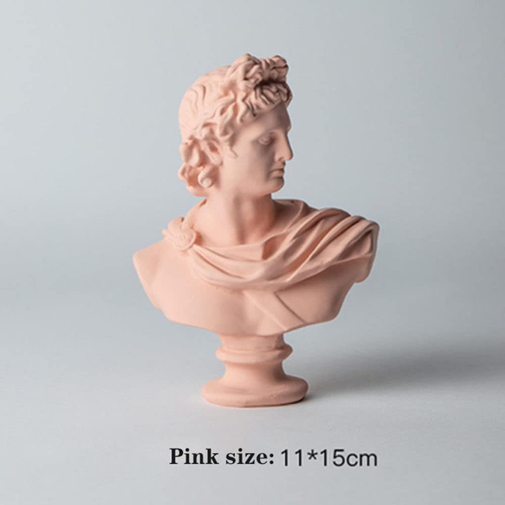 Decoración nórdica del hogar Escultura de Resina Estatua de Personaje Decoración de Escritorio Modelo Suministros de Arte Cabeza de boceto Decoración Hecha a Mano, B, Rosa
