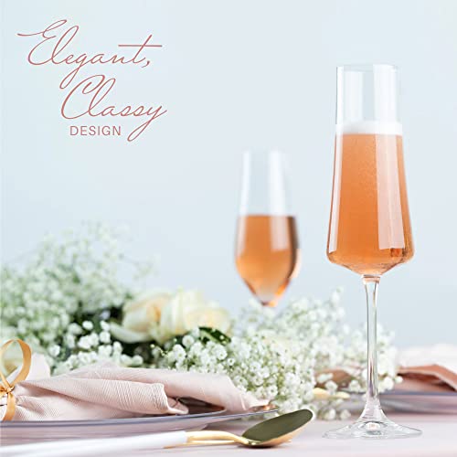 Premium Champagne Flutes Glasses [4 Pack] 7 Ounce Champagne Glasses 4pc Set, 100% No-Lead Premium Square Edge Blown Glass Prosecco Wine Glass Flutes, Stemmed Wine Flutes for Sauvignon Blanc Muscat - Thumbnail 7