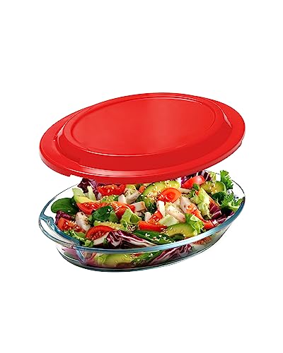 Set Di 3 Pirofile In Vetro Borosilicato Con Coperchio – 0,65L, 1L E 1,4L, Rotonde, Con Manici, Adatte A Forno, Microonde, Frigorifero E Lavastoviglie