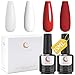 Smalto Semipermanente di 2 Colori, TipsLuna Duetti Classici Kit Smalto in Gel Soak Off 15ml, Smalti Semipermanenti per Unghie Gel UV LED Rosso e Bianco per Natale, Capodanno - Rosso e Bianco