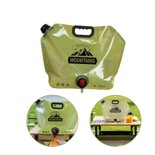 Sbomi Recipiente De Agua Plegable 8l, Contenedor De Agua con Grifo, Bolsa Bidones De Agua Reutilizable, Garrafa De Agua Flexible para Al Aire Libre, Camping, Senderismo Picnic Barbacoa (Verde)