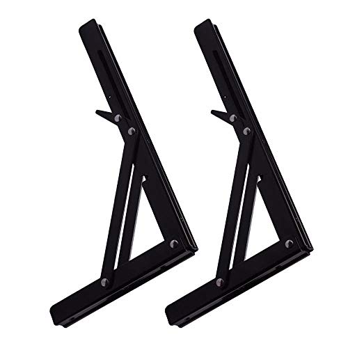 2Pcs Black Paint Shelf Bench for Shelves Folding Table Bracket, Powder Coated Short