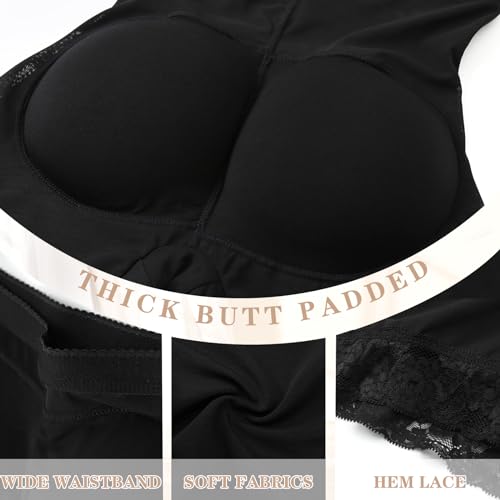 Image of Padded Underwear for Women Butt Pads Shapewear Shorts Booty Padding Lace Panties Butt Lifter Hip Enhancer