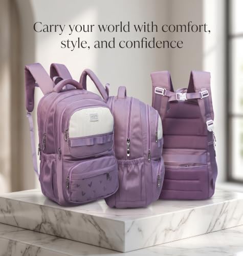 Image of ADSON kawaii Girls Travel School Bag|Backpack Of Large Capacity Aesthetic Stylish Girls Korean Laptop Bag Rucksack for School |College Bags Cute Bookbag for Teens Water Resistance 18 Inches