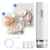 Lotvic Vakuumiergerät Klein, Handvakuumierer USB, Kompaktes Vakuumpumpe für Lebensmittel mit 30 Wiederverwendbare Vakuumier-Beutel, Frischeversiegelung Ideal für Zuhause Reisen Camping