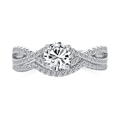 Bague de fiançailles 2CTW solitaire en argent .925 et zircon cubique twist pour femmes
