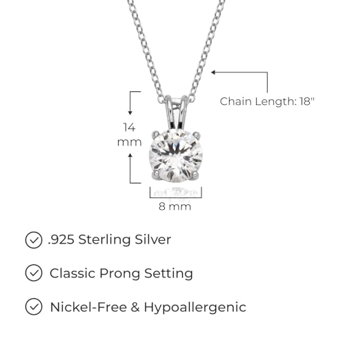 Amazon Essentials R3A6GDDCFW Sterling Silver Round Cut Created White Sapphire Birthstone Pendant Necklace thumb #4